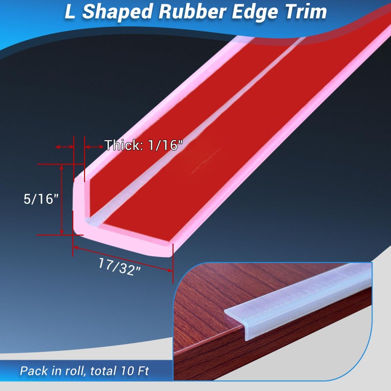 Protalwell Rubber Edge Trim  Self Adhesive L Shaped Edge Trim  Small Size Peel and Stick Edge Trim for Tile  Wall and Furniture Edges  Clear Color  10Ft - Image 2